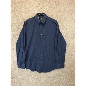 Steel & Jelly Shirt Men Large Blue Geo Print Cotton Long Sleeve Collar Button Up